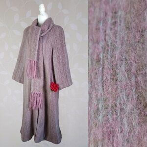 Vintage Ireland Mohair Cozy Fuzzy Longline Scarf Coat Lavender Donegal Design